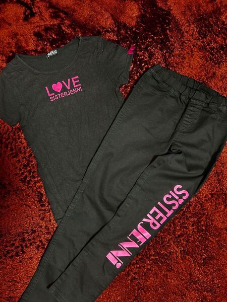 美品☆^_^ SISTER JENNI スリムパンツ+Tシャツおまけ 黒 140cm ストレッチ シスタージェニー ブラック