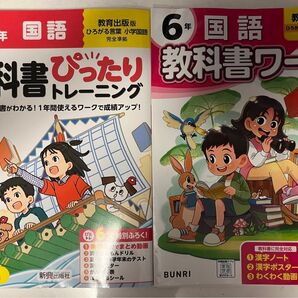 美品★教科書:教育出版★国語6年「教科書ワーク、教科書ぴったりトレーニング」2冊セット!!