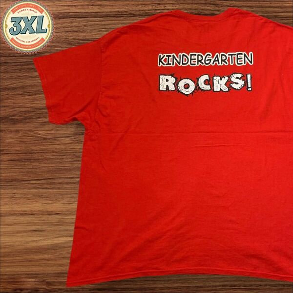 【US古着】ギルダン レッド 3XL ROCKS Tシャツ 半袖 バックプリント メンズ レディース