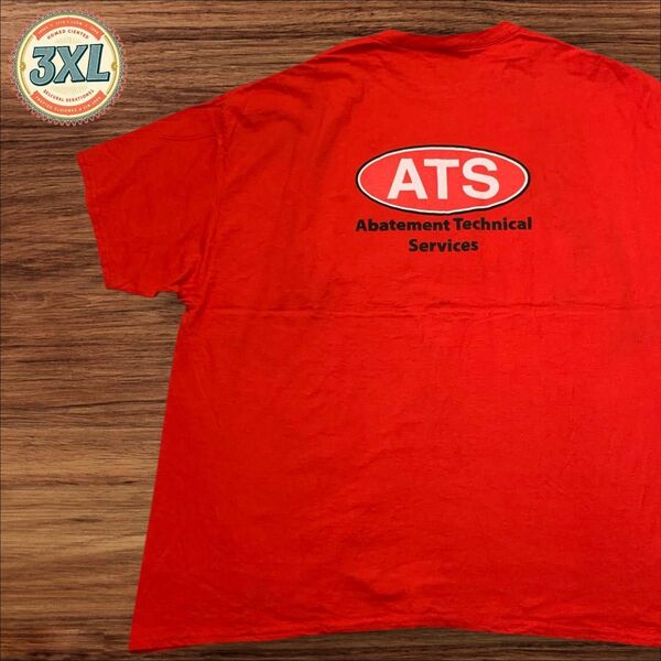 【US古着】ギルダン レッド 3XL ATS Tシャツ 半袖 バックプリント メンズ レディース