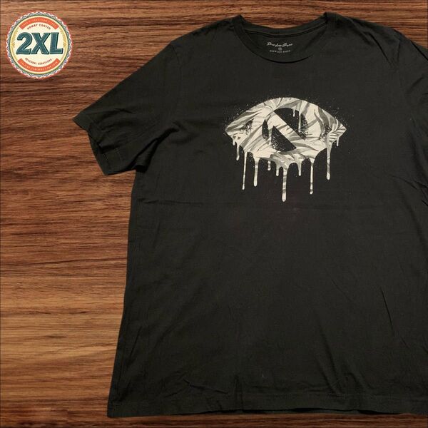 【US古着】ブラック 2XL ペンキ風 アイ 目 Tシャツ 半袖 プリント メンズ レディース