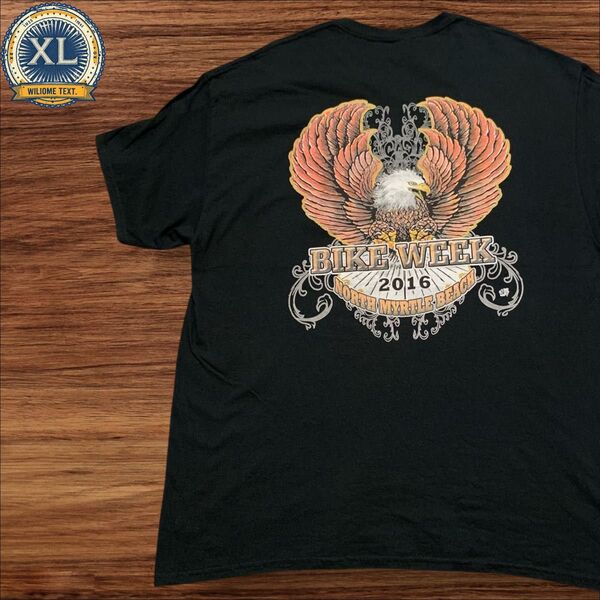 【US古着】ギルダン ブラック XL コンドル バイク ハーレー風 アニマル Tシャツ 半袖 プリント メンズ レディース