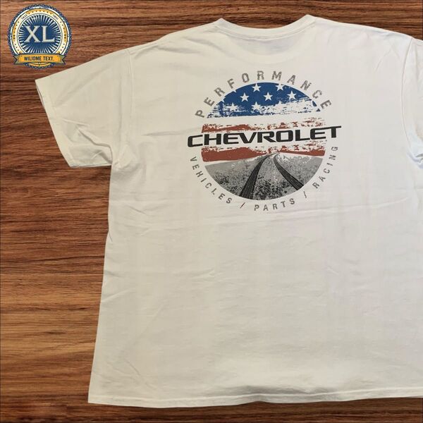 【US古着】ギルダン シボレー ホワイト XL クルマ 乗り物 Tシャツ 半袖 バックプリント メンズ レディース