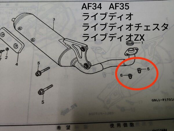 ホンダ 純正 AF34 AF35 ライブディオ ZX チェスタ マフラー取り付けナット 2個