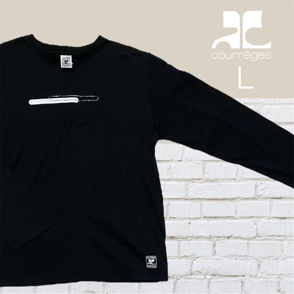 【新品タグ無】Courrges クレージュ 長袖Tシャツ L ロンT ブラック ウィメンズ