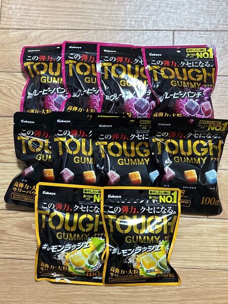 カバヤ タフグミ 10袋 Kabaya TOUGH GUMMY カバヤ食品 グレーピーパンチ味 レモンラッシュ味