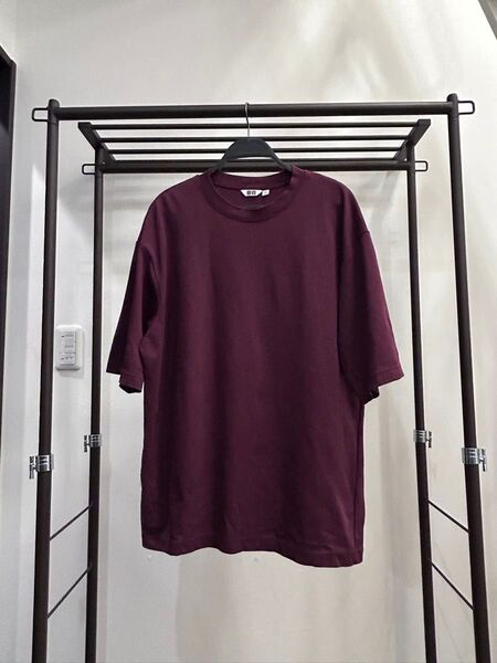 UNIQLO U ユニクロ エアリズムコットンオーバーサイズシャツ ワイン バーガンディ XL 半袖Tシャツ トップス 無地