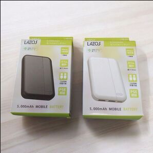 【2個セット】LAZOS モバイルバッテリー 5000mAh microUSB&Type-c