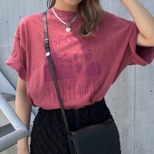 ジーナシス ビンテージROCK SS TEE ピンク L 半袖Tシャツ