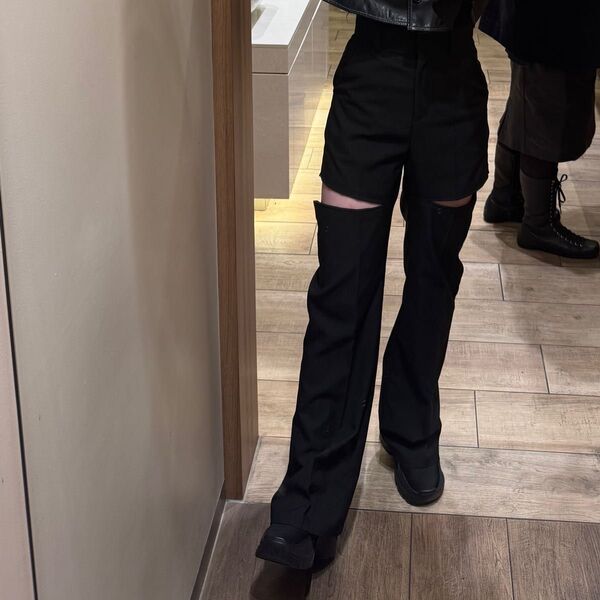 meltthelady フック スリット パンツ slit slack ボトム スラックス メルトザレディ 黒 ブラック