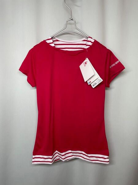 【未使用】ルコック 半袖シャツ M 半袖テニスウェア レディース テニスウェア 半袖Tシャツ レッド 赤