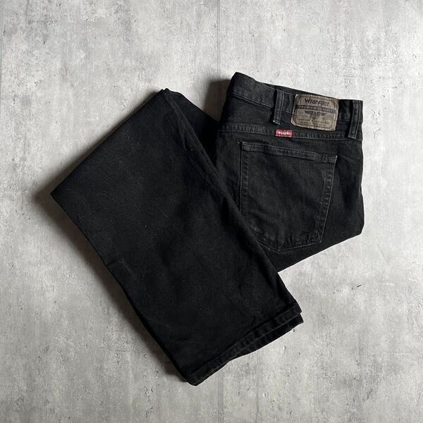 【90-00s wrangler】ブラックデニムパンツ ワイドシルエット vintage 36×32
