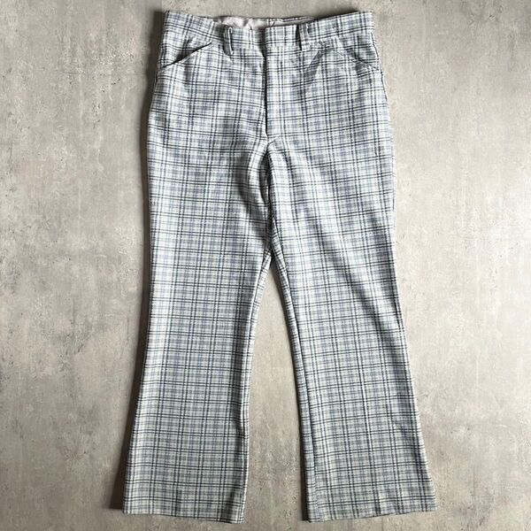【70-80s vintage】フレアスラックス チェック scovill 古着