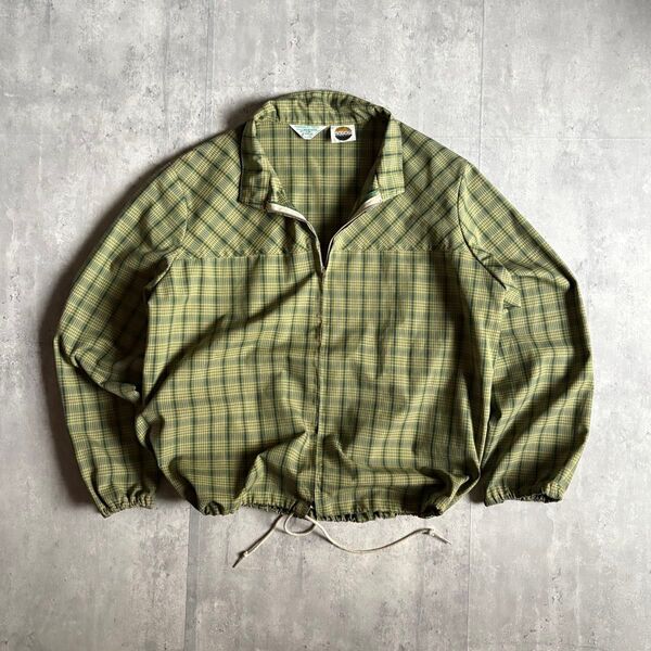 【50-60s vintage】ジップアップブルゾン 長袖シャツ 片爪 短丈 ボックスシルエット 古着
