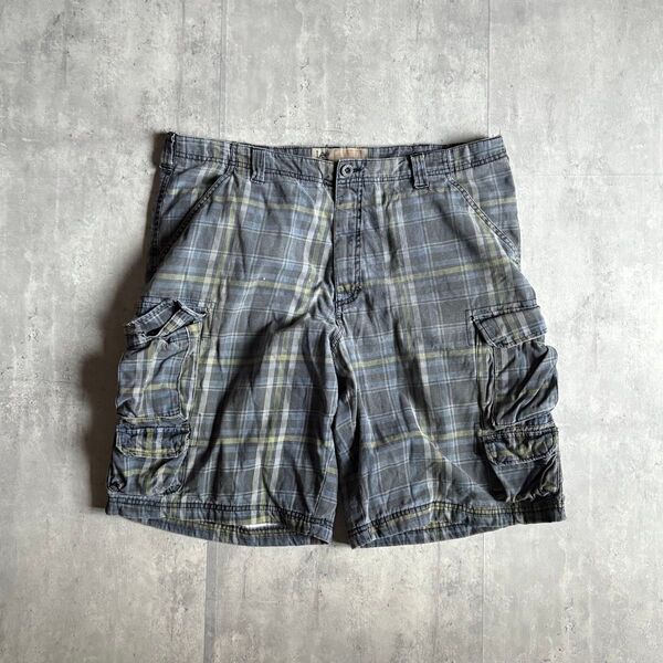 【00s Lee】ハーフカーゴパンツ ワイドシルエット スケーター マルチポケット チェック ideal 古着