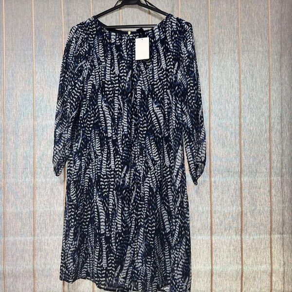H&M リーフ柄 七分袖ワンピース EUR34