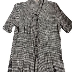 ギンガムチェック・半袖ブラウス