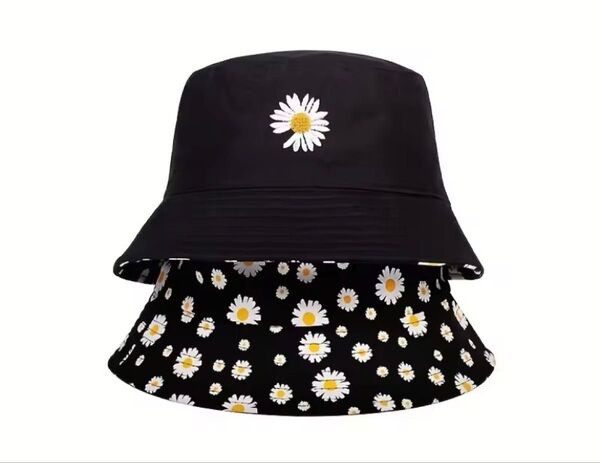【新品】G-DRAGON デイジー柄 バケットハット 黒 帽子 リバーシブル