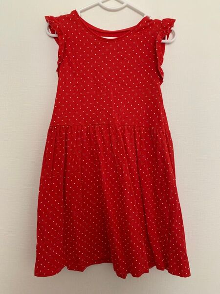 H&M 女の子 水玉ノースリーブワンピース レッド EUR110/116