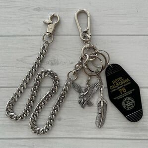 ウォレットチェーン キーホルダー アメカジ ストリート 古着 イーグル シルバー