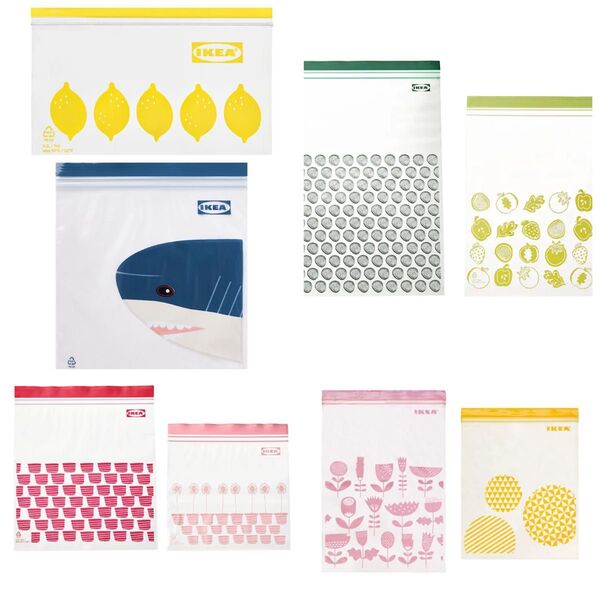40枚セット【8種類×各5枚】IKEA ジップロック フリーザーバッグ 限定コレクション 人気デザイン