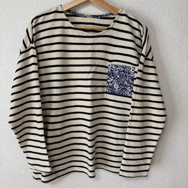 HEART MARKET ハートマーケット ボーダー 長袖カットソー 長袖Tシャツ ロンT ポケット 花柄