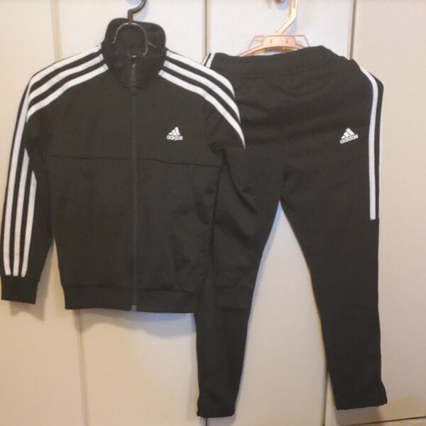adidas ジャージ上下セット クライマライト 黒 白3本ライン入り 130 トラックジャケット