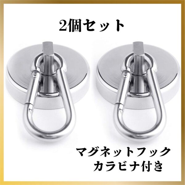 30kg マグネット フック 強力 ニッケル ネオジム 磁石 カラナビ セット