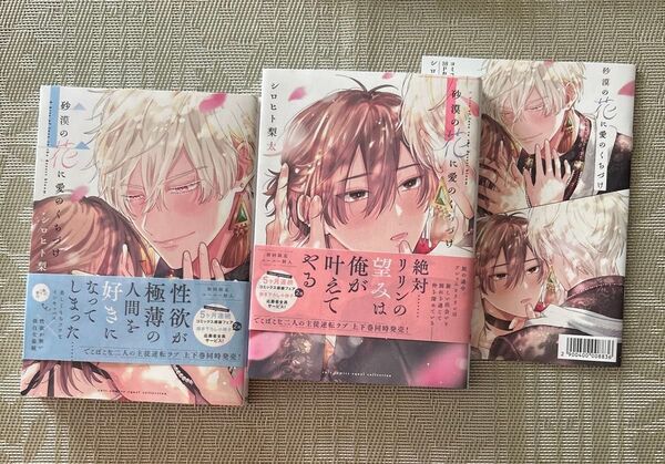 砂漠の花に愛のくちづけ 上下巻 シロヒト梨太 コミコミスタジオ小冊子付き