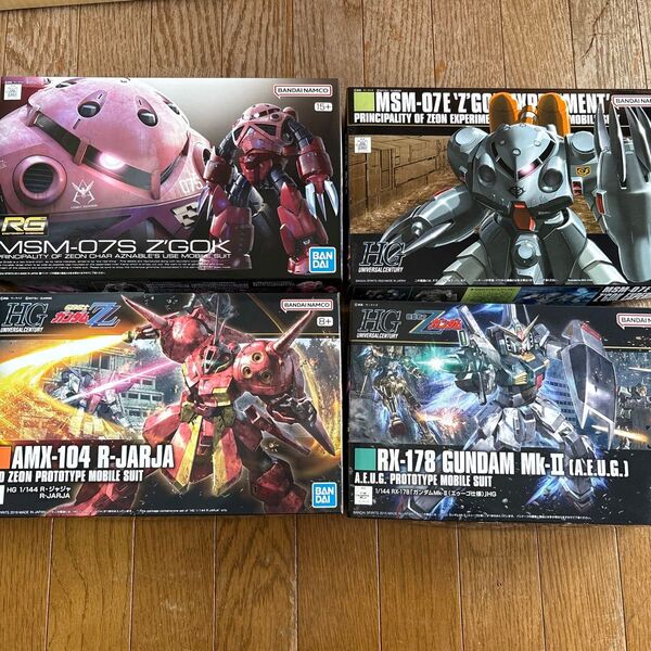 ガンプラ4点セット RGシャア専用ズゴック、HGズゴックE、HG Rジャジャ、HGガンダムMk-II