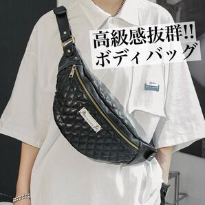 新品 ボディバッグ ウエストバッグ メンズ ブラック ドクロ おしゃれ バイカー 斜めがけバッグ 人気 未使用