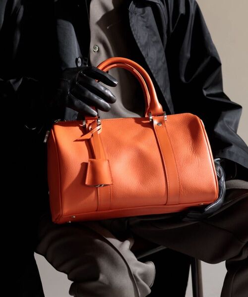 ★極美品★MB エムビー ハイエンドレザー 2way ショルダーバッグ ハンドバッグ オレンジ 本革 ミニボストン