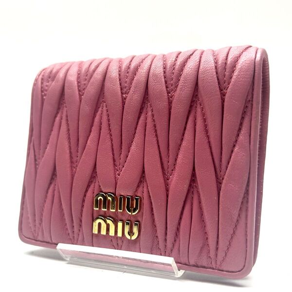 ★美品・現行★miumiu ミュウミュウ マテラッセ 2つ折り財布 ピンク RFID搭載