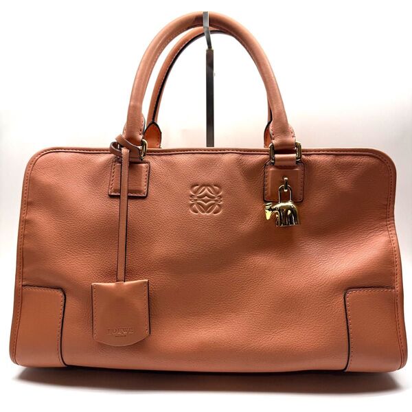 ★美品★LOEWE ロエベ アマソナ36 リミテッドエディション サーモンピンク 限定品 アニマルチャーム 牛型チャーム