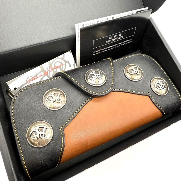 【激レアの逸品】RED MOON レッドムーン 長財布 5連コンチョ バイカラー 証明書付き 限定生産品 付属品完備