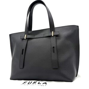 ★美品・現行★FURLA フルラ GIOVE ジョーヴェ 本革 トートバッグ ビジネス シボ革 A4可 メンズ 黒 ユニセックス