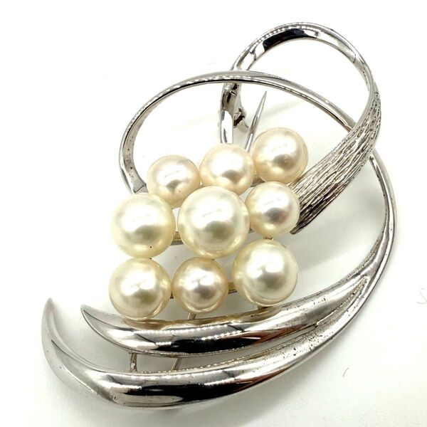 ★良品★MIKIMOTO ミキモト パール ブローチ 刻印あり シルバー製 アコヤ真珠