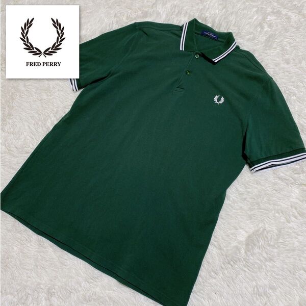 【大人気】☆美品☆フレッドペリーTWIN TIPPED ロゴ刺繍 M3600 XL 半袖ポロシャツ FRED PERRY