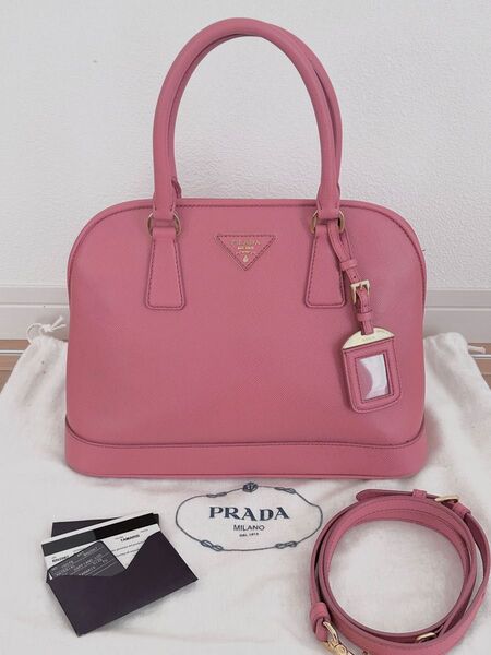 PRADA プラダ ハンドバッグ サフィアーノ ショルダーバッグ 2WAY サフィアーノレザー ピンク