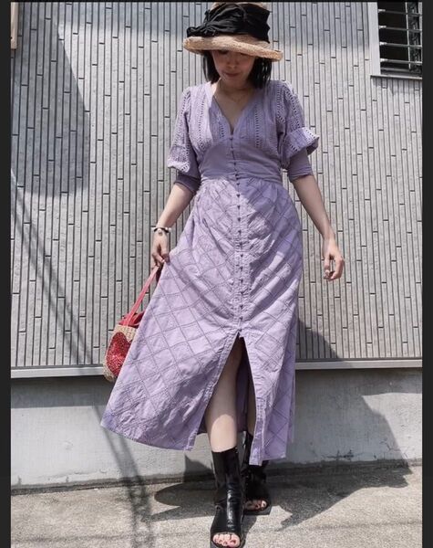 AMERI アメリヴィンテージ MEDI CRUMPLE COTTON LACE DRESS