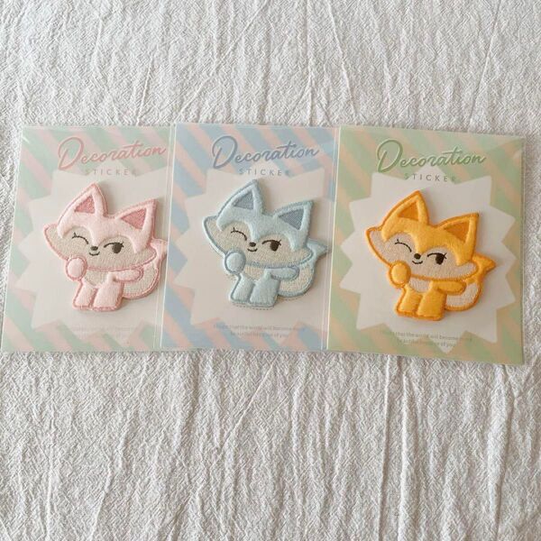 刺繍アップリケ アイロン接着 DIYクロス用 キツネ ワッペン アイロン接着