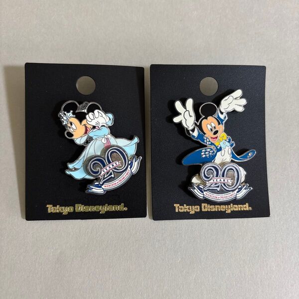 東京ディズニーランド 20周年 ピンバッジ ミッキー&ミニー 2個セット