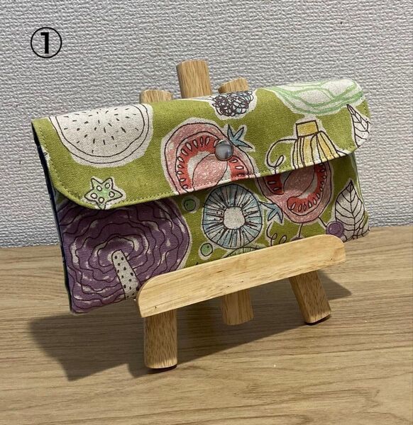 ハンドメイド 野菜柄 通帳ケース miyako kawaguchi マルチポーチ