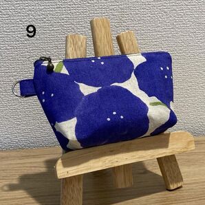 ハンドメイド ミニポーチ 14cmファスナー 花柄 パープル