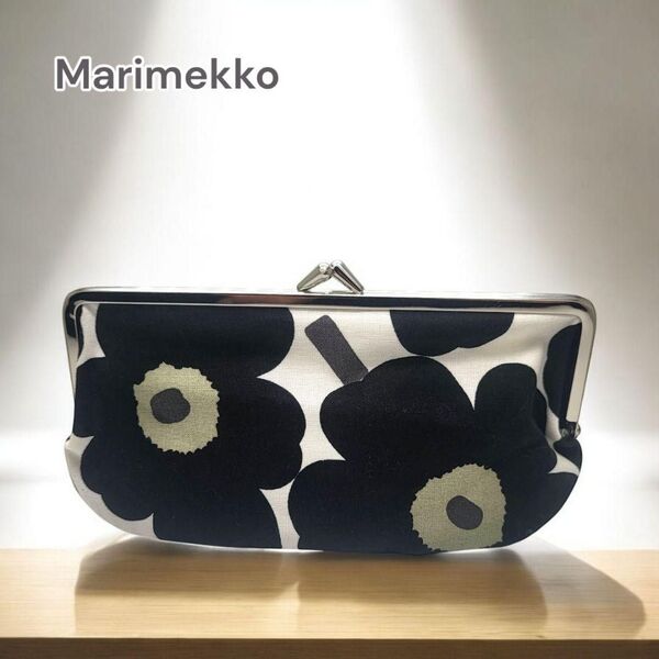 Marimekko がま口ポーチ ウニッコ柄 ブラック15431