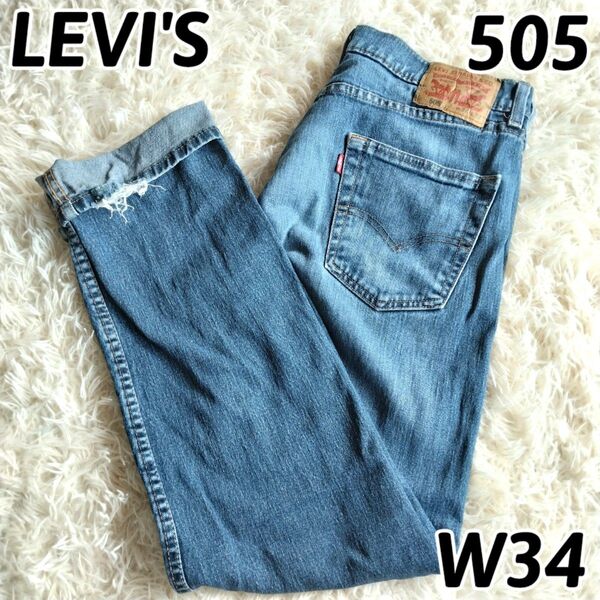 LEVI’S リーバイス 505 デニム ブルー系 ジーンズ ジーパン パンツ メンズ W34 アメリカ古着 Y2K 大きめ