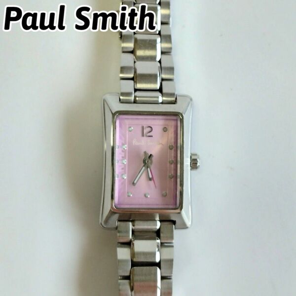 可動品 Paul Smith ポールスミス 腕時計 ウォッチ シルバー ピンク スクエア 角型 クオーツ クォーツ レディース