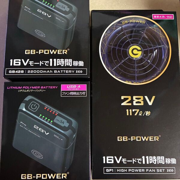 長信ジャパン 空調服 28V ファンGB1スクランブルネイビー& バッテリーGB428セット GB-POWER