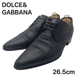 【美品】ドルチェ&ガッバーナ ドレスシューズ パイソン ブラック 7 1/2 DOLCE&GABBANA 26.5cm ビジネス
