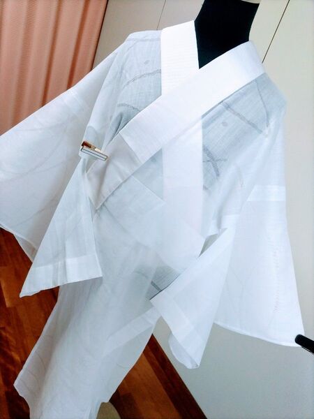 (B0222) 夏 紗の長襦袢 半襟付き襟芯付き衣紋抜き付き身丈130 裄丈65 長襦袢